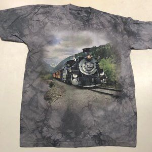Train Railroad Railroad Trains The Mountain Cotton Adult Gray T-Shirt M